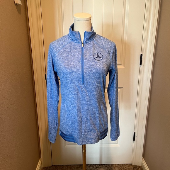 adidas Tops - adidas Women's Heather Blue Quarter-Zip Sweatshirt